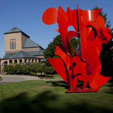 A red outdoor sculpture